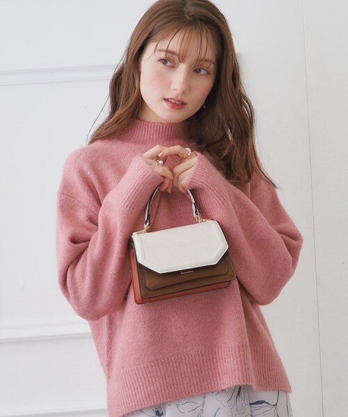 couture brooch（クチュールブローチ）の「◆配色ミニショルダーバッグ（ショルダーバッグ・レディース・キャメル/アイボリー/サックスブルー・00）」の13枚目の写真