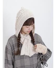 Samansa Mos2 | フード付ニットマフラー(ストール/ショール)