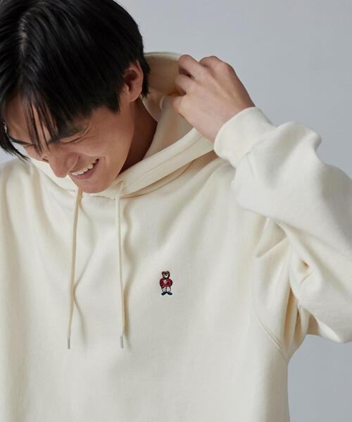 coen（コーエン）の「ワンポイントベア刺繍裏起毛パーカー（パーカー・メンズ・ホワイト/ブラック/グレー/ダークグリーン・S/M/L/XL）」の14枚目の写真