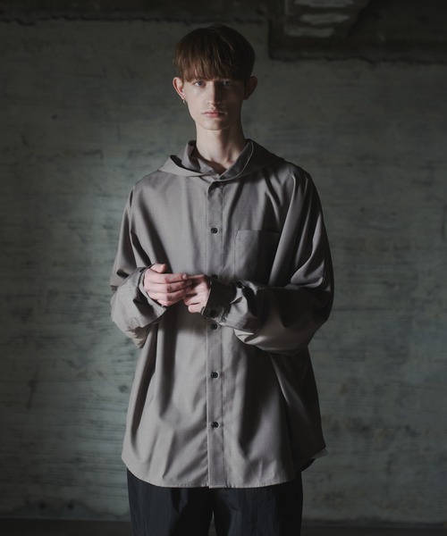 DOOPZ(ドープス)の「Dolman Shirt Hoodie - ドルマンシャツフーディー(パーカー・メンズ・ベージュ/ブルー・MEDIUM/SMALL/LARGE)」の6枚目の写真