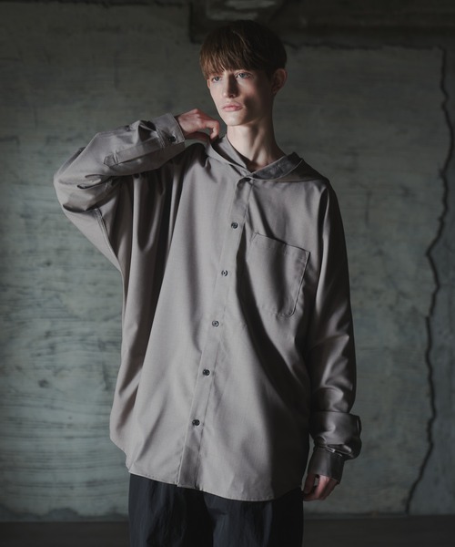 DOOPZ(ドープス)の「Dolman Shirt Hoodie - ドルマンシャツフーディー(パーカー・メンズ・ベージュ/ブルー・MEDIUM/SMALL/LARGE)」の3枚目の写真