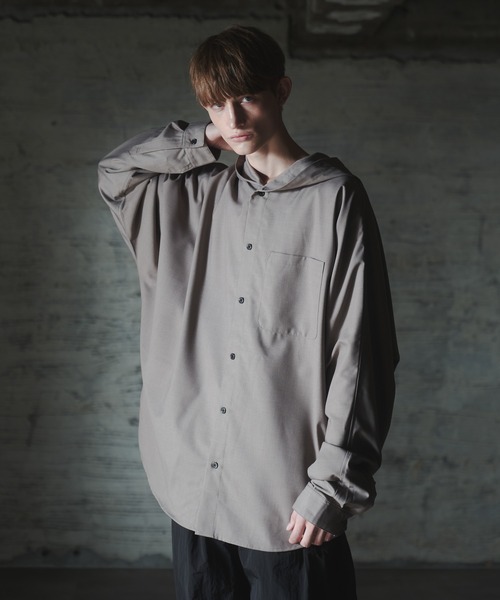 DOOPZ(ドープス)の「Dolman Shirt Hoodie - ドルマンシャツフーディー(パーカー・メンズ・ベージュ/ブルー・MEDIUM/SMALL/LARGE)」の5枚目の写真