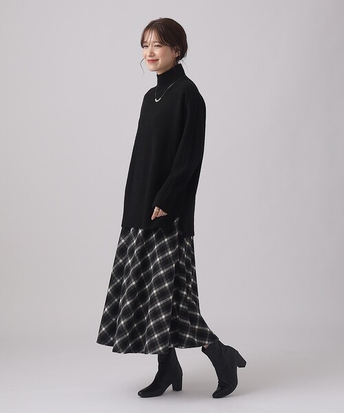DRESKIP（ドレスキップ）の「◆大人フェミニンな シャギーチェック フレアスカート（スカート・レディース・ベージュ系その他4/ブラック系1/ワイン系3・02/03/04）」の4枚目の写真