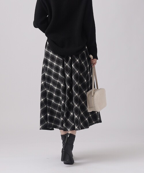 DRESKIP（ドレスキップ）の「◆大人フェミニンな シャギーチェック フレアスカート（スカート・レディース・ベージュ系その他4/ブラック系1/ワイン系3・02/03/04）」の7枚目の写真