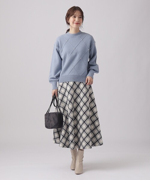 DRESKIP（ドレスキップ）の「◆大人フェミニンな シャギーチェック フレアスカート（スカート・レディース・ベージュ系その他4/ブラック系1/ワイン系3・02/03/04）」の9枚目の写真