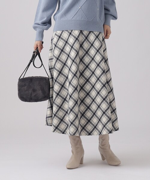 DRESKIP（ドレスキップ）の「◆大人フェミニンな シャギーチェック フレアスカート（スカート・レディース・ベージュ系その他4/ブラック系1/ワイン系3・02/03/04）」の11枚目の写真