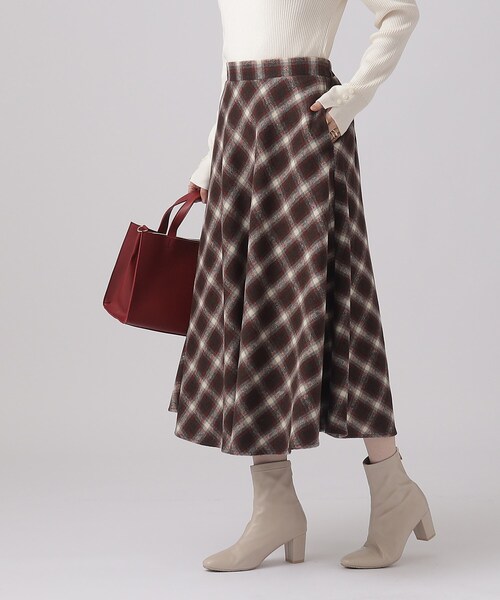 DRESKIP（ドレスキップ）の「◆大人フェミニンな シャギーチェック フレアスカート（スカート・レディース・ベージュ系その他4/ブラック系1/ワイン系3・02/03/04）」の20枚目の写真