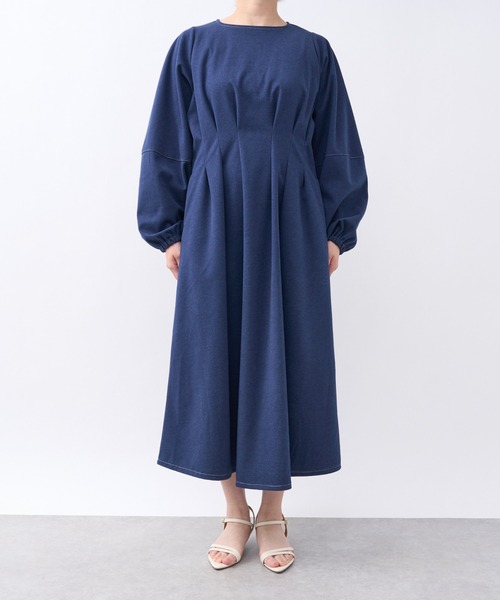 un dix cors（アンディコール）の「ウエストタック袖ボリュームワンピース（ワンピース・レディース・ブラウン/ブルー・FREE）」の22枚目の写真