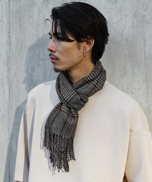 COMFORTABLE REASON チェッカーパターン マフラー Healthknit】日本製プロダクトマフラー メンズ（マフラー