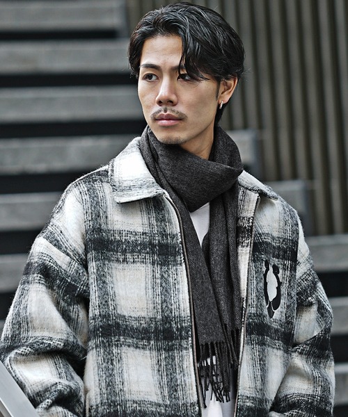 COMFORTABLE REASON チェッカーパターン マフラー Healthknit】日本製プロダクトマフラー メンズ（マフラー