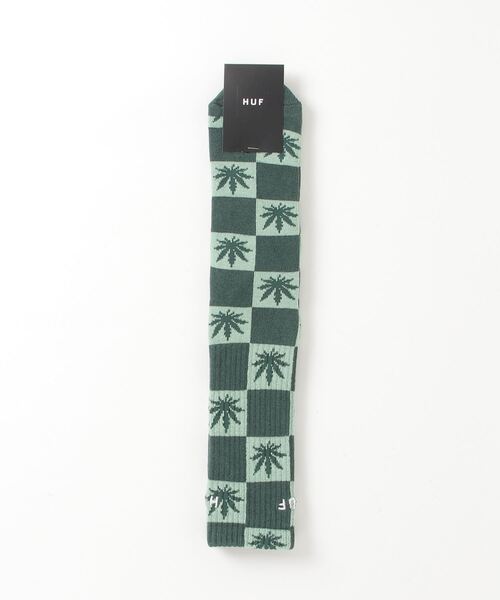 HUF(ハフ)の「【HUF】ハフ CHECKERED PLANTLIFE SOCK ソックス 靴下 SK00785(ソックス/靴下・メンズ・グリーン/パープル/ホワイト/ブラック・FREE)」の3枚目の写真