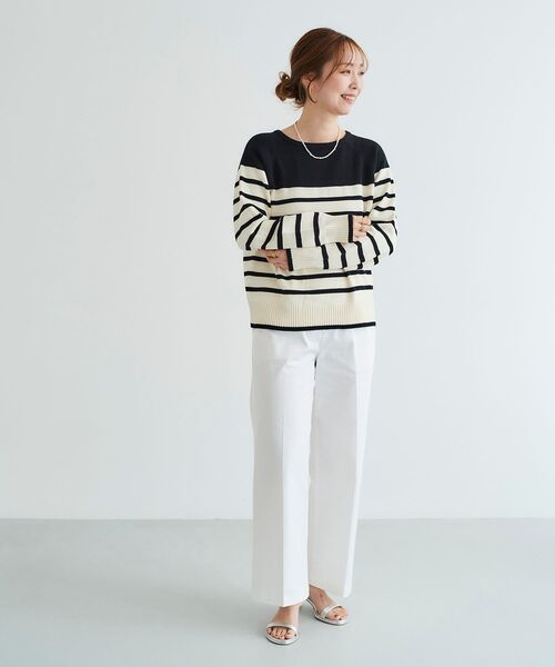 le.coeur blanc(ルクールブラン)の「ブークレーパネルボーダーニット(ニット/セーター・レディース・ブラック系その他/ホワイト系その他・38)」の8枚目の写真
