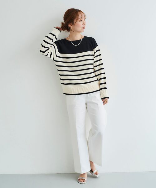 le.coeur blanc(ルクールブラン)の「ブークレーパネルボーダーニット(ニット/セーター・レディース・ブラック系その他/ホワイト系その他・38)」の9枚目の写真