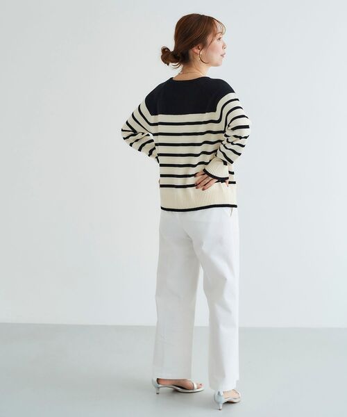 le.coeur blanc(ルクールブラン)の「ブークレーパネルボーダーニット(ニット/セーター・レディース・ブラック系その他/ホワイト系その他・38)」の10枚目の写真