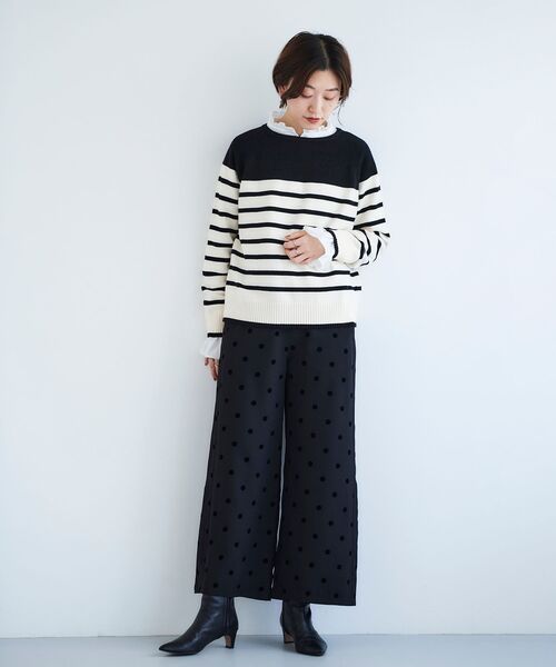 le.coeur blanc(ルクールブラン)の「ブークレーパネルボーダーニット(ニット/セーター・レディース・ブラック系その他/ホワイト系その他・38)」の12枚目の写真