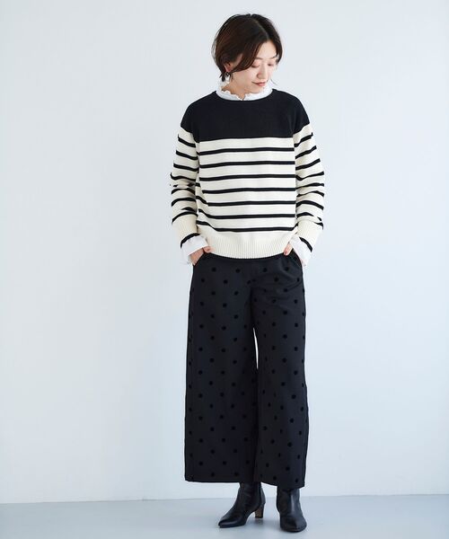 le.coeur blanc(ルクールブラン)の「ブークレーパネルボーダーニット(ニット/セーター・レディース・ブラック系その他/ホワイト系その他・38)」の13枚目の写真