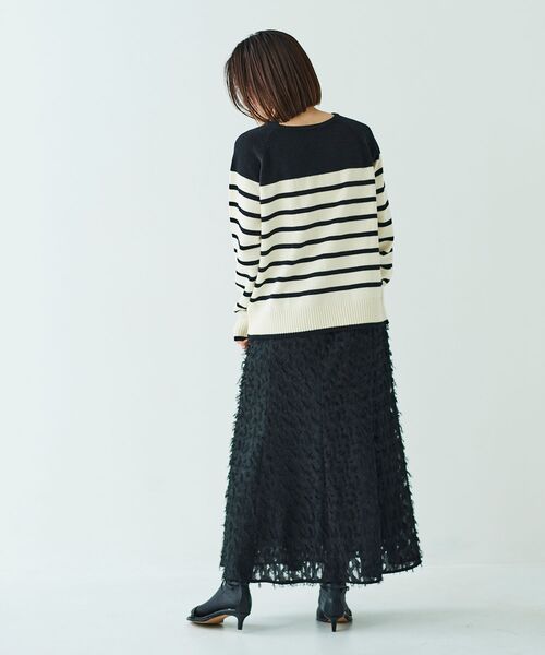 le.coeur blanc(ルクールブラン)の「ブークレーパネルボーダーニット(ニット/セーター・レディース・ブラック系その他/ホワイト系その他・38)」の21枚目の写真