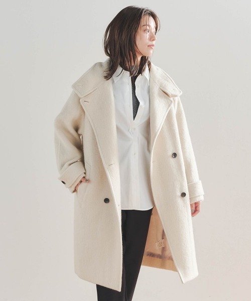 Droite lautreamont（ドロワットロートレアモン）の「スタンドカラーシャギーコート（ステンカラーコート・レディース・オフホワイト/ブルー/ネイビー・S/M）」の11枚目の写真