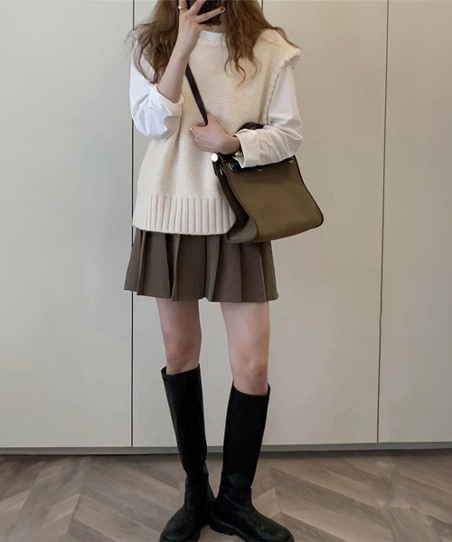 Miniministore(ミニミニストア)の「ニットベスト レディース ニットジレ(ベスト・レディース・ブルー/ライトブラウン/ホワイト/ベージュ/ブラック・フリー)」の9枚目の写真
