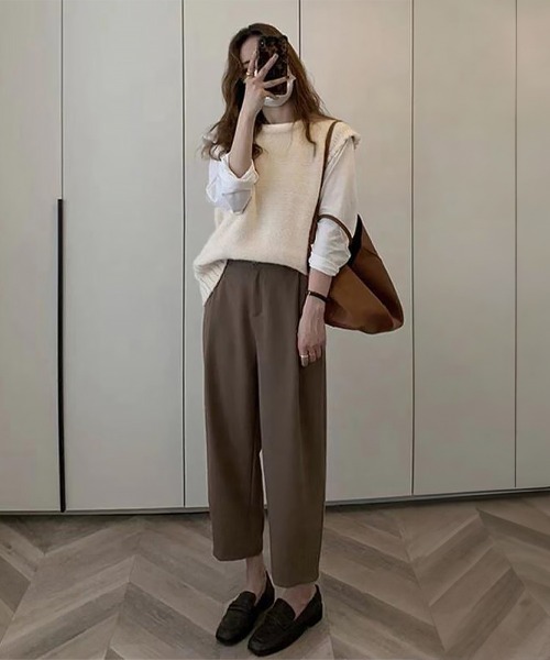 Miniministore(ミニミニストア)の「ニットベスト レディース ニットジレ(ベスト・レディース・ブルー/ライトブラウン/ホワイト/ベージュ/ブラック・フリー)」の10枚目の写真