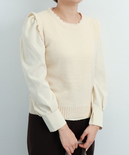 Miniministore(ミニミニストア)の「ニットベスト レディース ニットジレ(ベスト・レディース・ブルー/ライトブラウン/ホワイト/ベージュ/ブラック・フリー)」の11枚目の写真