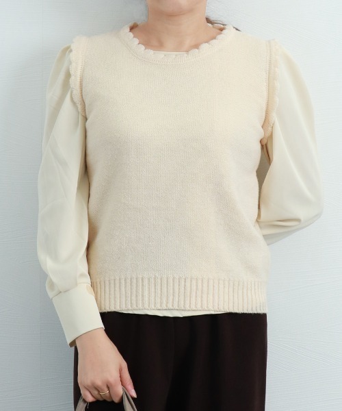 Miniministore(ミニミニストア)の「ニットベスト レディース ニットジレ(ベスト・レディース・ブルー/ライトブラウン/ホワイト/ベージュ/ブラック・フリー)」の12枚目の写真