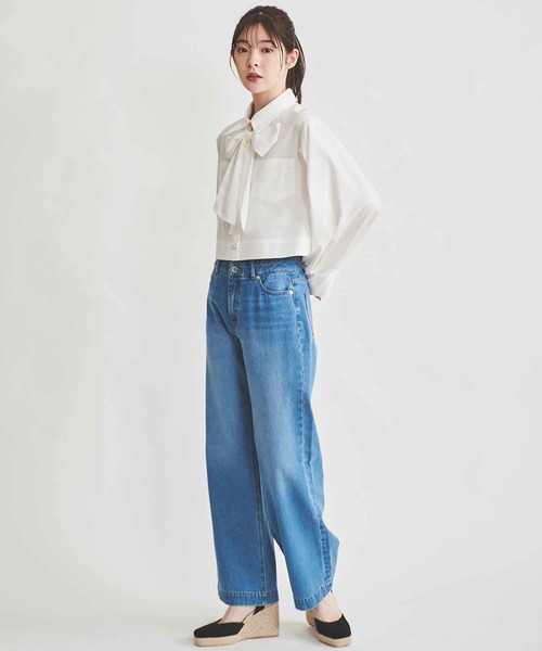 31 Sons de mode（トランテアン　ソン　ドゥ　モード）の「デニムワイドパンツ（デニムパンツ・レディース・インディゴブルー/サックスブルー・38/36）」の5枚目の写真