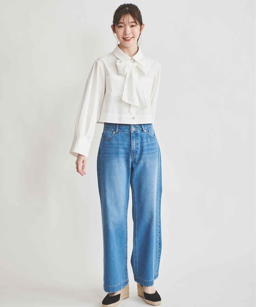 31 Sons de mode（トランテアン　ソン　ドゥ　モード）の「デニムワイドパンツ（デニムパンツ・レディース・インディゴブルー/サックスブルー・38/36）」の3枚目の写真