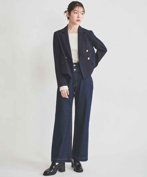 31 Sons de mode（トランテアン　ソン　ドゥ　モード）の「デニムワイドパンツ（デニムパンツ・レディース・インディゴブルー/サックスブルー・38/36）」の7枚目の写真