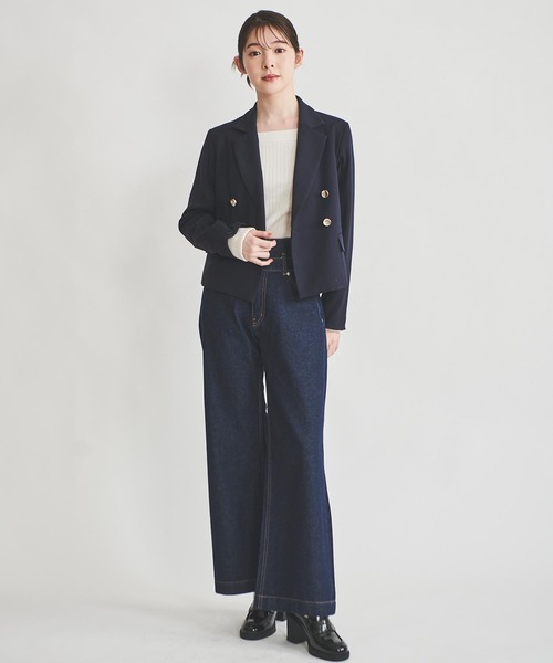 31 Sons de mode（トランテアン　ソン　ドゥ　モード）の「デニムワイドパンツ（デニムパンツ・レディース・インディゴブルー/サックスブルー・38/36）」の8枚目の写真