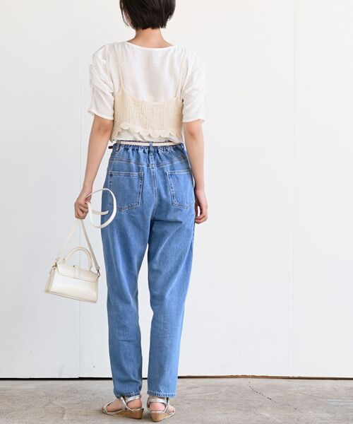 rps(アールピーエス)の「パールビジュー付きマムパンツ(デニムパンツ・レディース・ブルー/サックスブルー・M/L)」の8枚目の写真