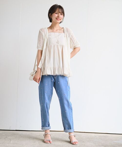 rps(アールピーエス)の「パールビジュー付きマムパンツ(デニムパンツ・レディース・ブルー/サックスブルー・M/L)」の21枚目の写真