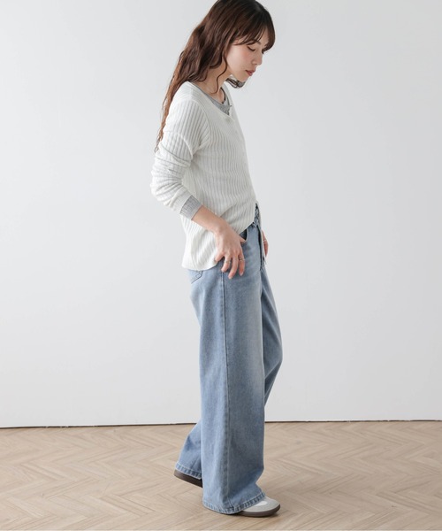 SUGAR BISKET（シュガービスケット）の「ワイドデニムパンツ（デニムパンツ・レディース・ブラック/ブルー・M/L）」の9枚目の写真