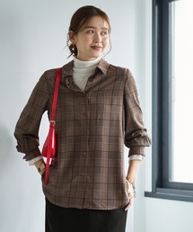 マットサテンチェック柄シャツ