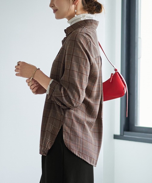 STYLE DELI（スタイルデリ）の「マットサテンチェック柄シャツ（シャツ/ブラウス・レディース・グリーン系その他/ブラウン系その他・M）」の11枚目の写真