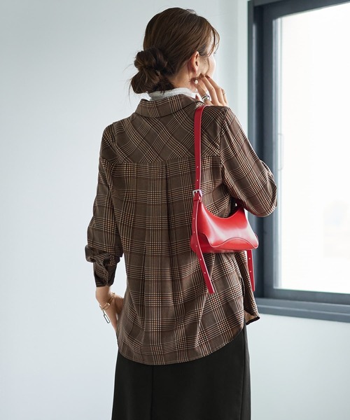 STYLE DELI（スタイルデリ）の「マットサテンチェック柄シャツ（シャツ/ブラウス・レディース・グリーン系その他/ブラウン系その他・M）」の12枚目の写真