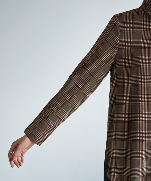 STYLE DELI（スタイルデリ）の「マットサテンチェック柄シャツ（シャツ/ブラウス・レディース・グリーン系その他/ブラウン系その他・M）」の14枚目の写真