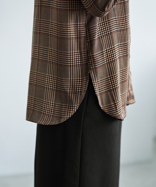 STYLE DELI（スタイルデリ）の「マットサテンチェック柄シャツ（シャツ/ブラウス・レディース・グリーン系その他/ブラウン系その他・M）」の16枚目の写真