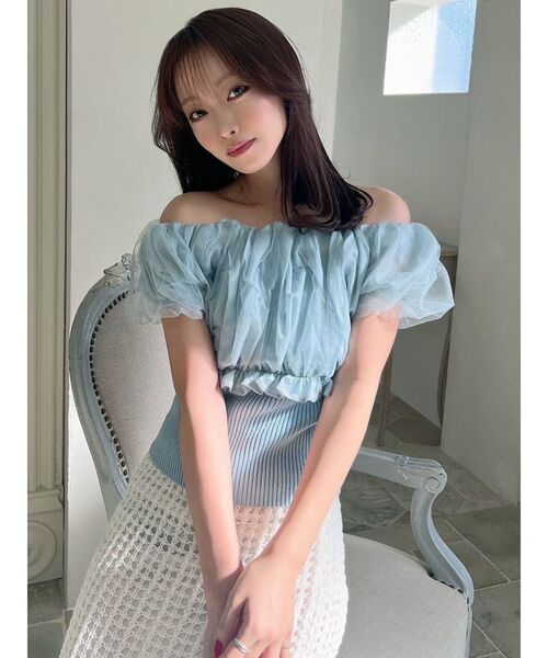 ティカ Tika キャバドレスオフショルダーフリル袖 フロント