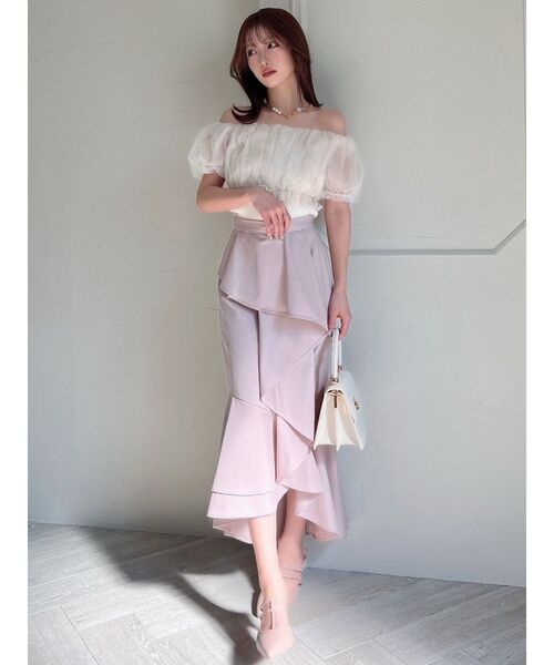 RESEXXY(リゼクシー)の「ボリュームドッキングオフショルニットトップス(シャツ/ブラウス・レディース・アイボリー/ブラック/ブルー・FREE)」の21枚目の写真