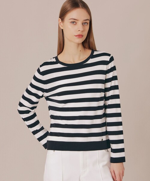 MACKINTOSH LONDON(マッキントッシュ ロンドン)の「【The Essential Collection】スビンコットンニットプルオーバー(ニット/セーター・レディース・ネイビー/オフホワイト/ブルー系その他2/ピンク系その他2・38/40)」の2枚目の写真