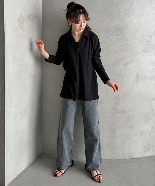 feepur(フェピュール)の「カットジャガードオープンシャツ(シャツ/ブラウス・レディース・オフホワイト/ブラック・MEDIUM)」の5枚目の写真