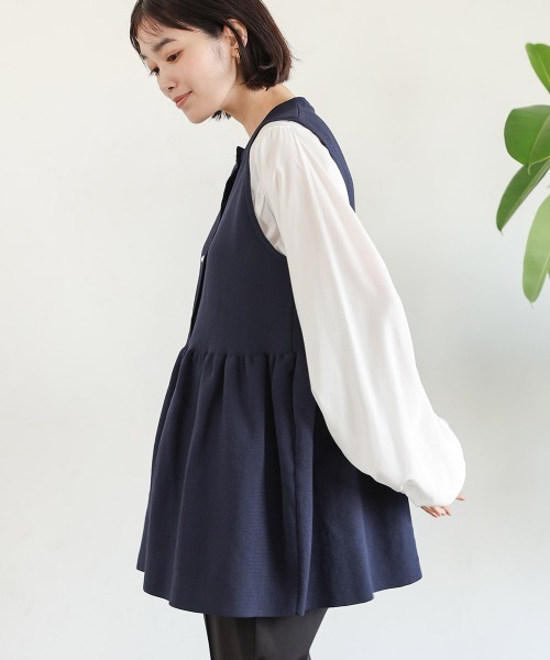 Bou Jeloud（ブージュルード）の「ペプラムニットベスト（ベスト・レディース・ネイビー/ブラック・FREE）」の19枚目の写真