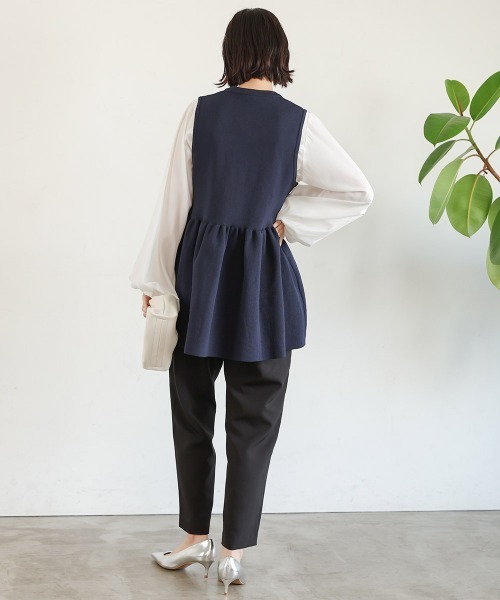 Bou Jeloud（ブージュルード）の「ペプラムニットベスト（ベスト・レディース・ネイビー/ブラック・FREE）」の17枚目の写真