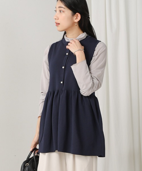 Bou Jeloud（ブージュルード）の「ペプラムニットベスト（ベスト・レディース・ネイビー/ブラック・FREE）」の6枚目の写真