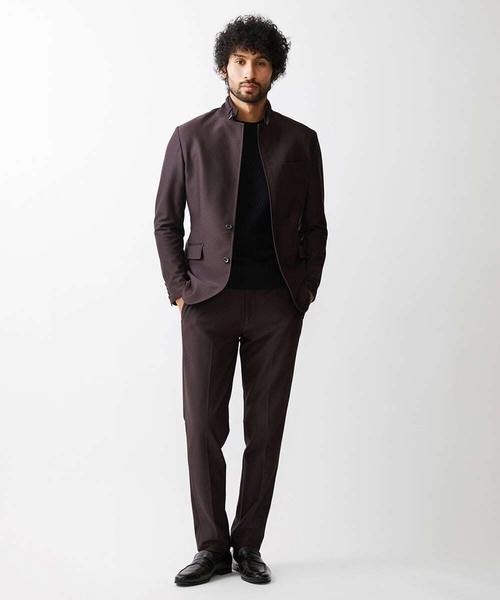 MICHEL KLEIN HOMME (ミッシェルクランオム)の「ジャガードコンバーチブルジャケット セットアップ(テーラードジャケット・メンズ・ブラック/パープル・MEDIUM/LARGE/X-LARGE)」の3枚目の写真