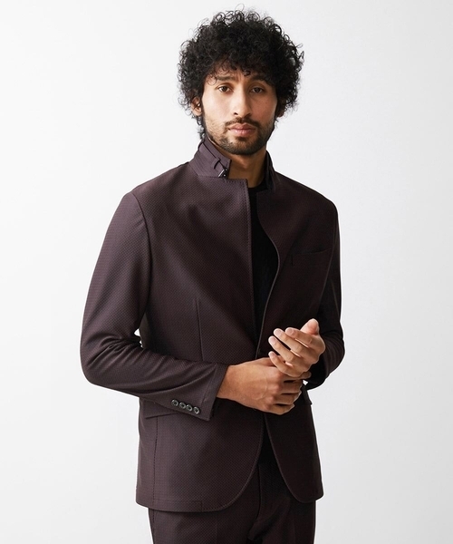 MICHEL KLEIN HOMME (ミッシェルクランオム)の「ジャガードコンバーチブルジャケット セットアップ(テーラードジャケット・メンズ・ブラック/パープル・MEDIUM/LARGE/X-LARGE)」の4枚目の写真