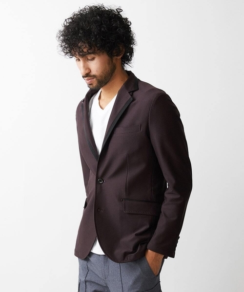 MICHEL KLEIN HOMME (ミッシェルクランオム)の「ジャガードコンバーチブルジャケット セットアップ(テーラードジャケット・メンズ・ブラック/パープル・MEDIUM/LARGE/X-LARGE)」の6枚目の写真