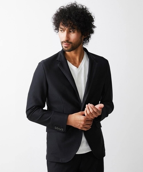 MICHEL KLEIN HOMME (ミッシェルクランオム)の「ジャガードコンバーチブルジャケット セットアップ(テーラードジャケット・メンズ・ブラック/パープル・MEDIUM/LARGE/X-LARGE)」の11枚目の写真