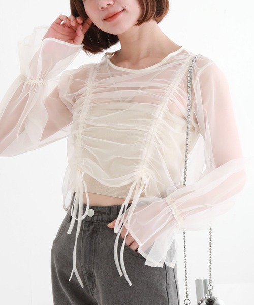 archives（アルシーヴ）の「チュールドロストTOPS（アンサンブル・レディース・アイボリー/ブラック/ブルーグレー/グレー/ブラウン・MEDIUM）」の2枚目の写真